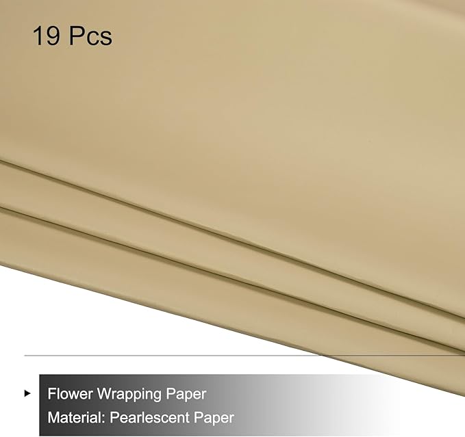 MECCANIXITY Set of 20 Flower Wrapping Paper 22.8x22.8 Inch Waterproof Florists Wrapping Paper for Florist Bouquet Supplies, DIY Crafts, Gift/Gift Box Packaging Light Beige