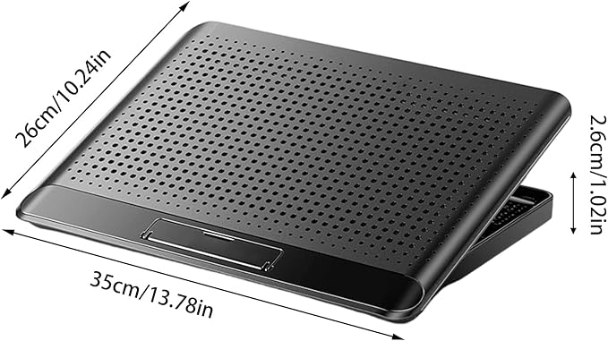 Laptop Cooler, Adjustable Riser Stand, Aluminum Quiet Fan Heat Dissipation -Device Use Ergonomic Design for Laptops Notebooks Tablets Phones Books Desk Home Office Dorm Lightweight