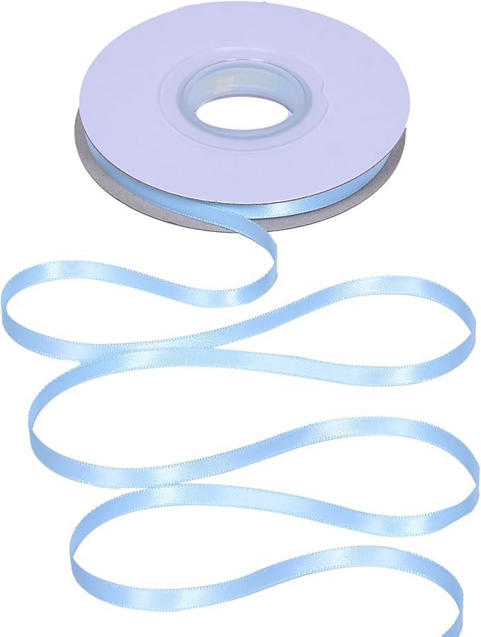 YAMA Light Blue Double Faced Satin Ribbon 1/4 Inch 25 Yards Baby Blue Ribbon for Gift Wrapping Crafts Hair Bows Wedding Party Decoration