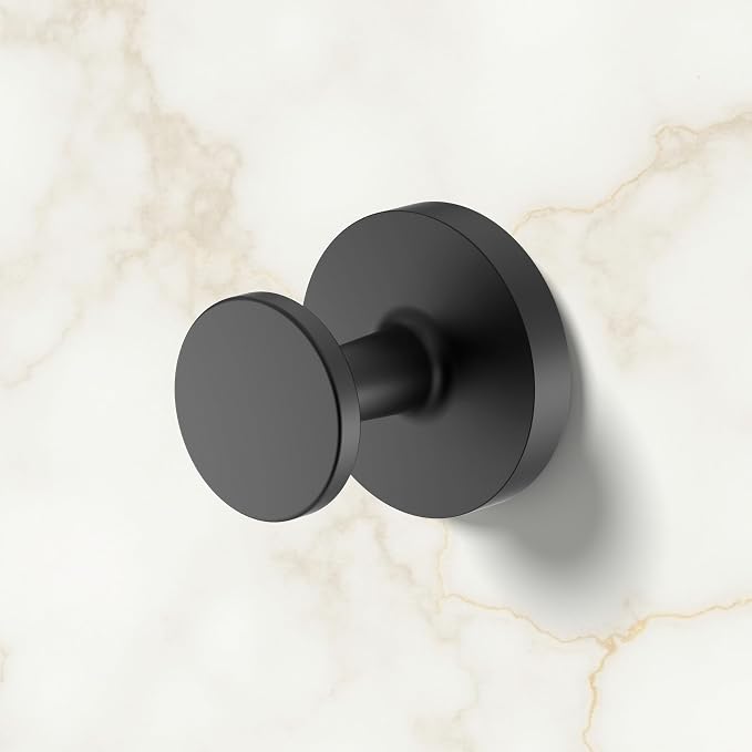 Gatco 5215MX Gibson Bath Towel Hook, Matte Black Wall Mounted Robe & Towel Hook for Bathroom, Bedroom, Closet & Entryway