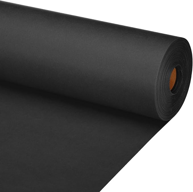 PATIKIL Wrapping Paper, 20"x2400"(200') Bulletin Board Paper Roll Kraft Paper Roll Construction 80GSM for Shipping Packing Gift Wrapping Craft Flower Bouquet Christmas, Black