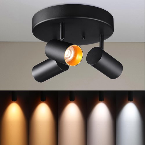 LEONLITE 36W LED Directional Ceiling Spotlight - Dimmable Adjustable Accent Light | Black, 3200lm, 5CCT