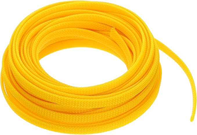 uxcell PET Expandable Sleeving 25ft 1/4" Yellow Cable Management Sleeve Cord Organizer for Wrap Protect Cable