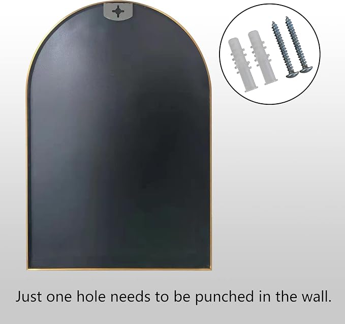 HARRITPURE Wall Mounted Mirror Arch Mirror for Bathroom,Vanity Mirror Aluminum Alloy Metal Frame Home Decor for Bathroom Bedroom Living Room Entryway (Black-2Pcs, 24“*36”)