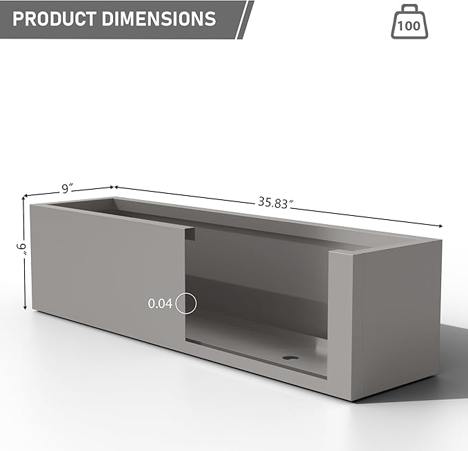 Casaphoriar Metal Planter Box 36"x9"x9", Rectangular Planter and Drainage Holes, Perfect for Outdoor Patio and Balcony Decor, Grey