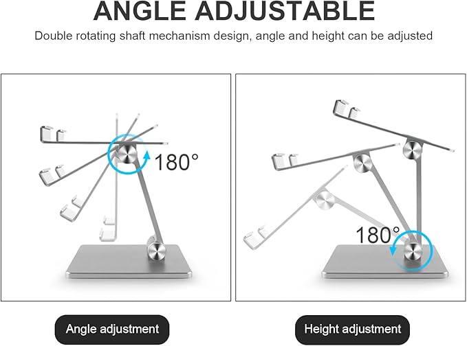BESPORTBLE Foldable Aluminum Alloy Tablet and Laptop Stand Portable Adjustable Computer Holder for Desk Use Compatible with Ipad and Notebooks Silver Gray