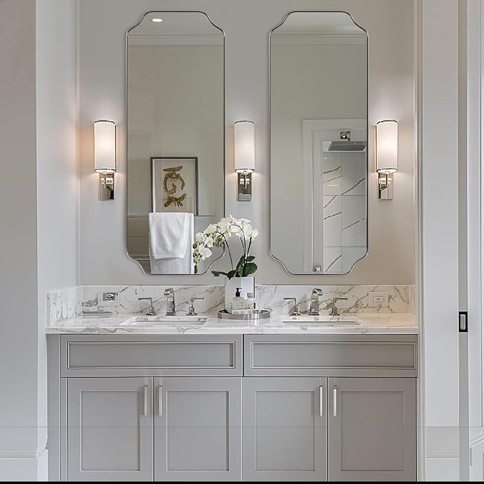 ANDY STAR 18" x 48" Full Length Wall Mirror, Large Brushed Nickel Bathroom Mirror, Modern Full Body Decorative Mirror with Anti-Rust Stainless Steel Frame, Ideal for Bathroom, Bedroom, Living Room