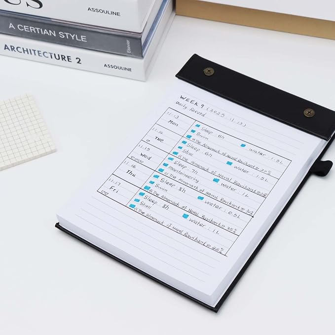 Mogoostry A5 Lined Planning Pads 5.9" x 8" Planner To Do List Memo Note Pads Screw Binding Writing Paperboard Notepad, 100 Sheets per Pack, Black