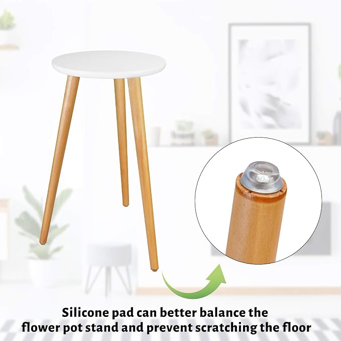 Uneedem Plant Stand Indoor, Mid Century Modern Small Round Plant Table for Flower Pots, 20.5" Tall Plant Holder Wood Stool for Living Room (2 Pack)