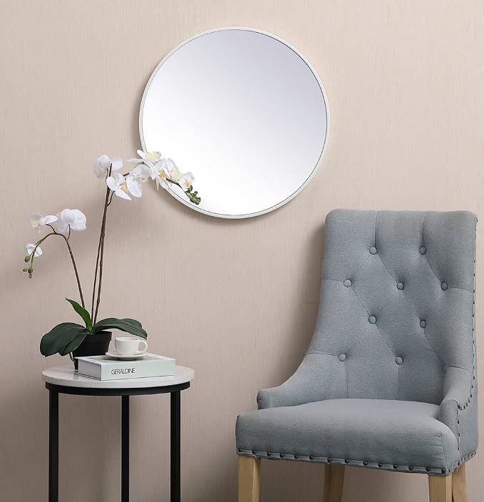 Elegant Decor Eternity 21" Round Mid Century Metal Frame Mirror in Black