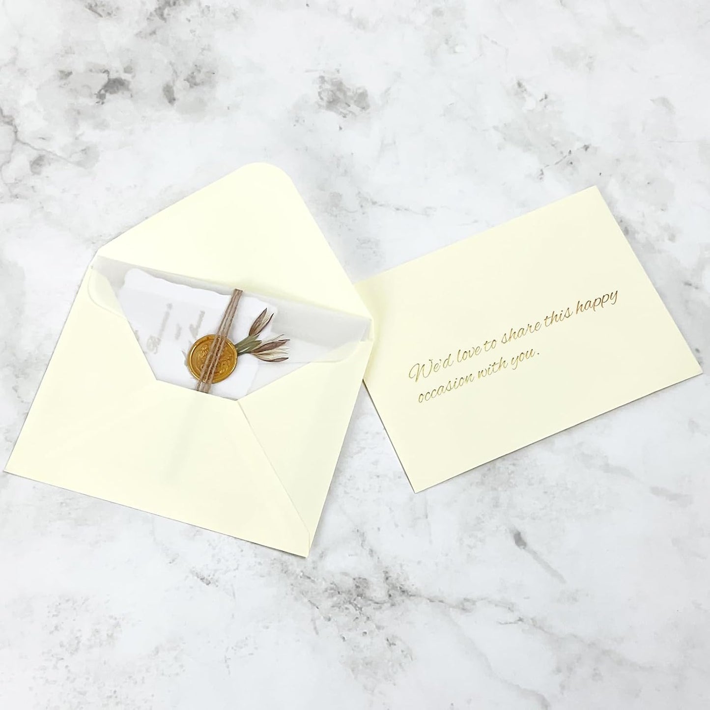 YINUOYOUJIA A7 Ivory Specialty Paper Envelopes - 50 PCS for Invitations, Weddings, and Events