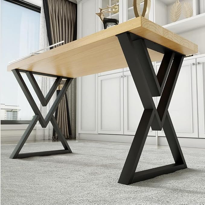 28 Inch Metal Dining Table Legs, Heavy Duty Desk Legs Set of 2, 1000 LBS Load Capacity, Industrial Iron Leg for DIY Desk, Kitchen Table, Conference Table, with Adjustable Feet, Matte Black