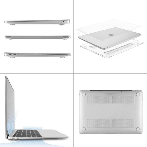 MOSISO MacBook Air 13-Inch Case | Hard Shell Cover with Keyboard Protector & Quilted Bag - Transparent Sand