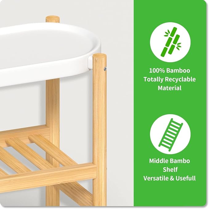 Wisuce Bamboo Plant Stands Indoor, 2 Tier Steel Tray Tall Corner Plant Stand Holder & Plant Display Rack for Outdoor Garden Indoor Home (1 - 2 Tier)