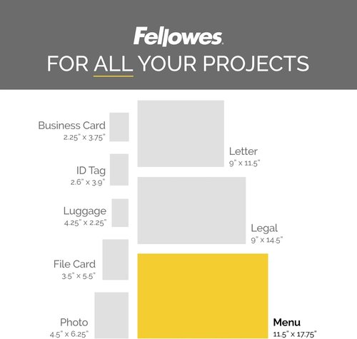 Fellowes Hot Laminating Pouches - 3 Mil Thickness | Menu Size, 50 Pack for Professional Protection