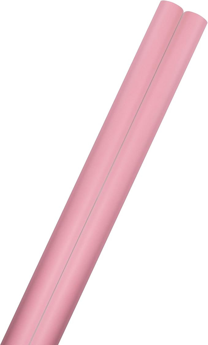 JAM Paper Gift Wrap - Matte Wrapping Paper - 50 Sq Ft Total (30 in x 10 Ft Each) - Matte Light Baby Pink Pastel - 2 Rolls/Pack