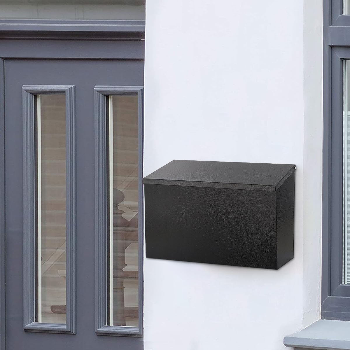 Skiennix Wall-Mount Mailbox - Large Capacity Waterproof & Rust-Resistant Galvanized Steel | 15.7"x9.9"x4.9" Black