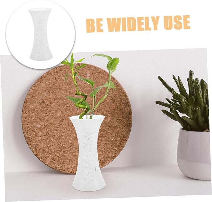 Angoily 3pcs Minimalist Plastic Flower Vases White Nordic Style Compact Lightweight Decorative Floral Arrangement Holders for Home Office Table Centerpiece Hydroponic Display