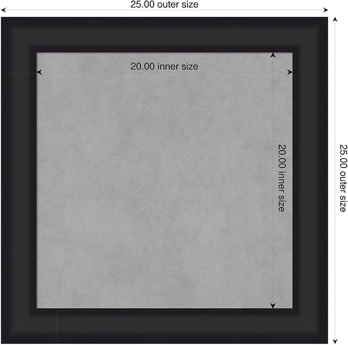Amanti Art Black Framed Magnetic Board 25x25 Medium Vision Board for use with Magnets, 100% Metal Sheet to Display Items as Office Decor or for Home Organization in mudroom, Kitchen or Kids Room