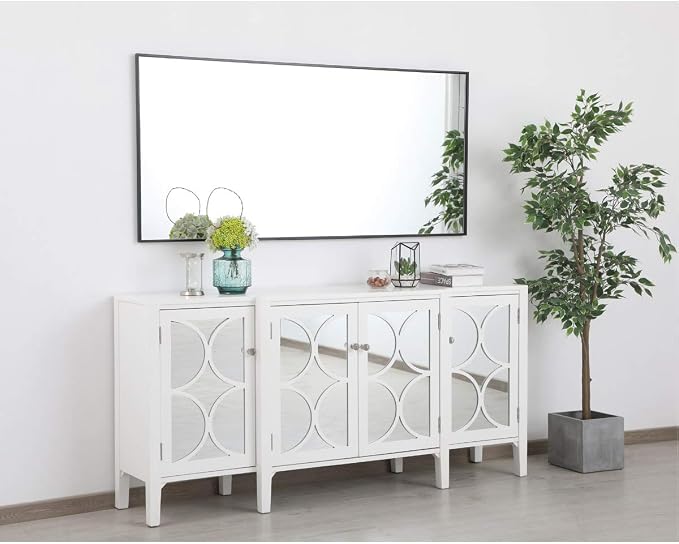 Elegant Decor Eternity 60" x 30" Contemporary Metal Frame Mirror in Black