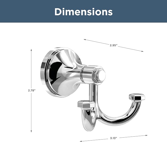Franklin Brass Woodruff (1-Pack) Towel Hooks Polished Chrome Double Bathroom J Hooks Wall Mounted for Robes & Towels Hand Towel Hook Holder Kitchen, Bathroom Accessories WDRF35-PC