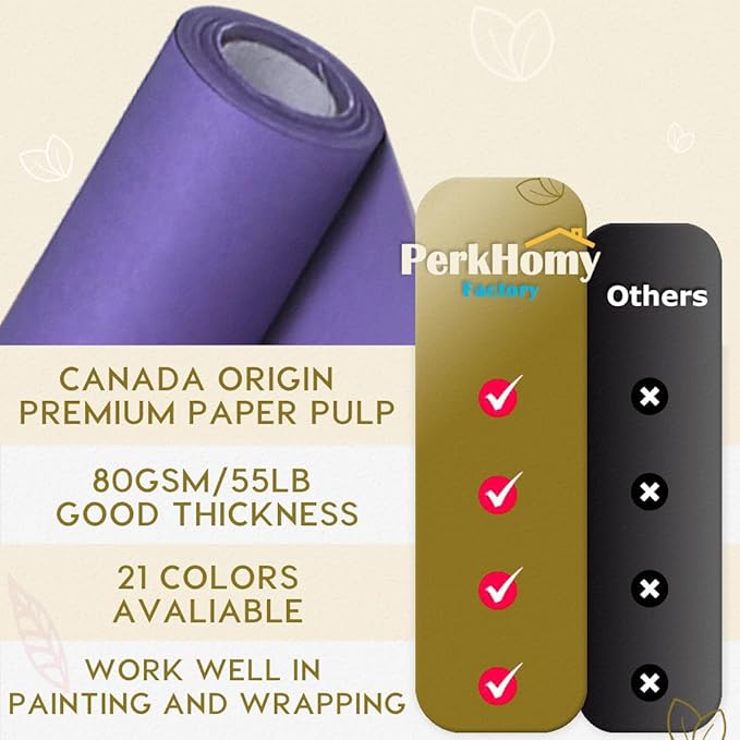 PerkHomy Purple Kraft Paper Roll 36" x 3,600" (300') for Gift Wrapping Bouquet Flower Art Painting Craft Writing Packaging Shipping 80GSM 55LB (Purple, 36" x 300')