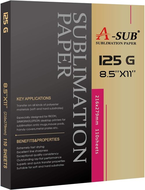 A-SUB Sublimation Paper | 125g, 110 Sheets with Heat Resistant Tape - Perfect for DIY Crafts & Heat Press Transfers
