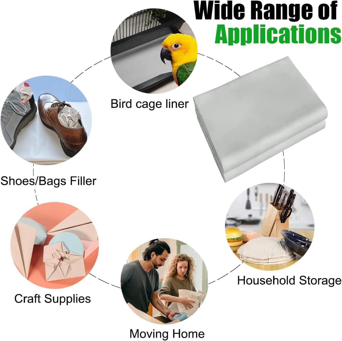 Skiennix Large Packing Paper - 300 Sheets of Newsprint for Easy Moving & Wrapping Supplies
