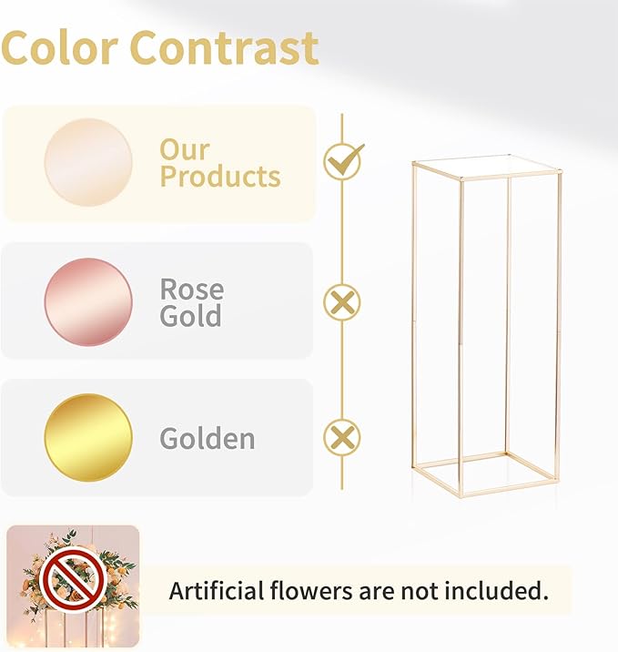Nuptio Gold Vases for Centerpieces Wedding with Acrylic Panel - 10 Pcs 31.5 inch Tall Gold Vase Wedding Centerpieces for Tables - Geometric Centerpieces Table Flower Stand for Weddings Centerpieces
