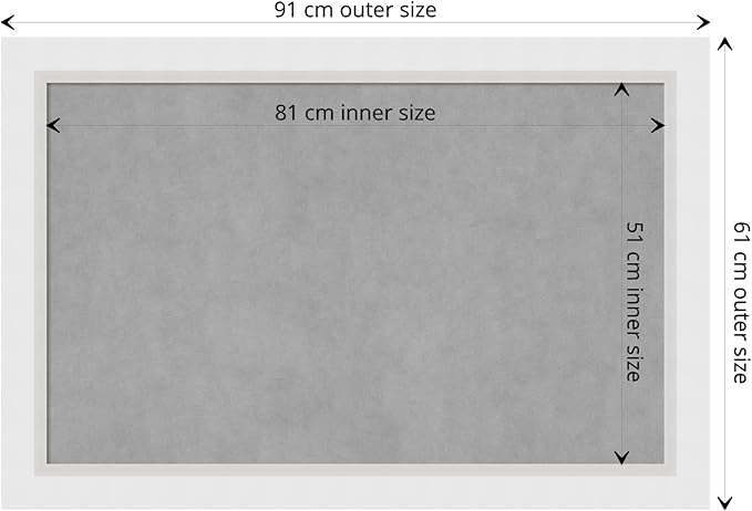 Amanti Art White Framed Magnetic Board 24x36 Large Vision Board for use with Magnets, 100% Metal Sheet to Display Items as Office Decor or for Home Organization in mudroom, Kitchen or Kids Room