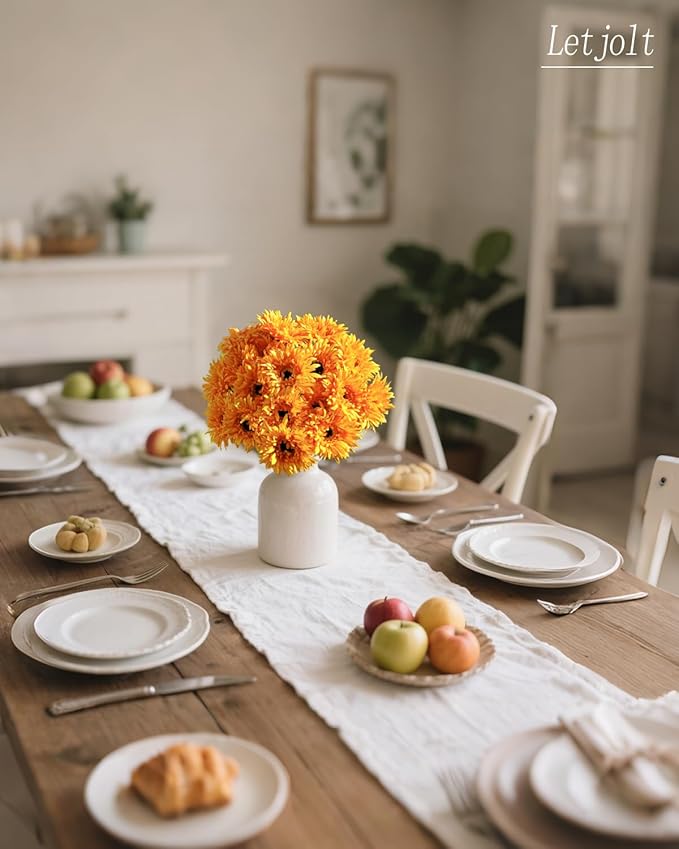 Letjolt Artificial Gerbera Daisy Flowers African Daisy Orange Silk Flowers Home Decorations Faux DIY Bouquet for Wedding Engagement Centerpieces Arrangements