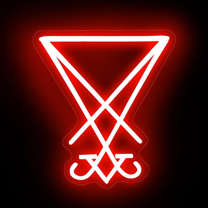 Sigil of Lucifer Gothic Baphomet Neon Light for Wall Decor, Gothic Satan Sigil,Gothic Home Decor, Witch Decor, Dark Art Decor, 3D Engraved Neon Sign For Halloween & Home Ambiance