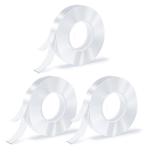 Nano Tape | 3 Rolls Double-Sided Transparent Adhesive - Removable, Washable, 9.8 Feet Each
