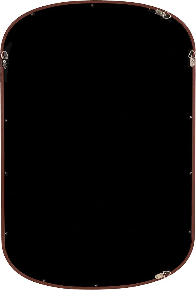 Kate and Laurel Talma Arched Oval Wall Mirror, 24 x 36, Dark Walnut, Transitional Capsule Mirror with Solid Poplar Wood Frame and Rounded Frame Profile