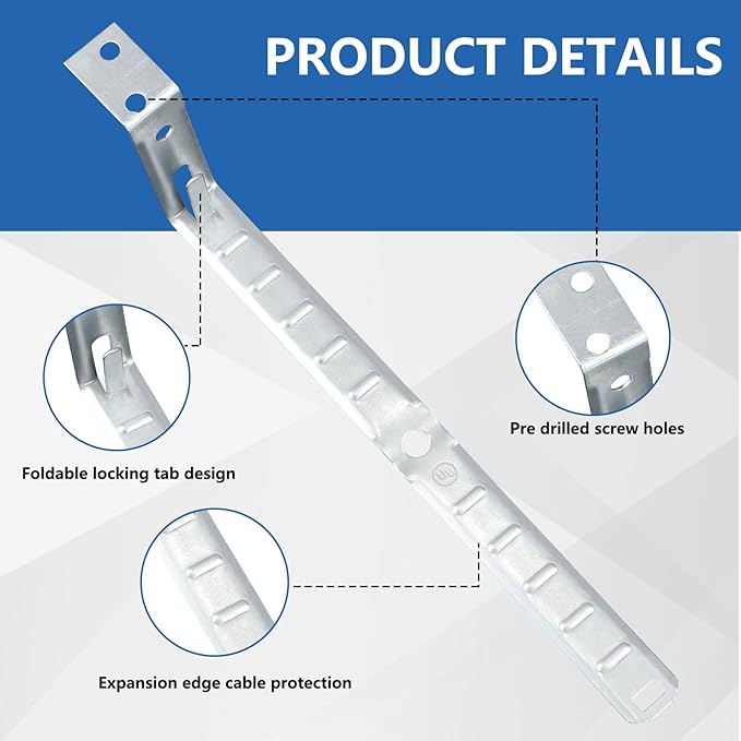 AOIGU 100 Pack Stud Wall Mounting Cable Support Clamps - Galvanized Steel Electrical Bracket Fasteners with Locking Tab, Wire Management for Residential Electrical Wiring Projects