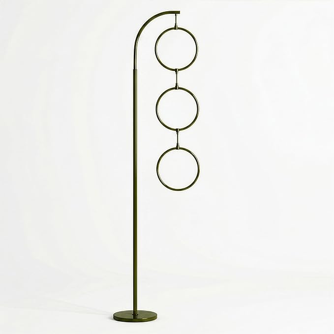 Brightech Nova Modern Floor Lamp - Contemporary Arc Tall Lamp with 3-Circle Ring-Style Pendant - Over the Couch Standing Lamp on Arching Pole - Eclectic Tall Lamp Matches Living Room Décor - Green