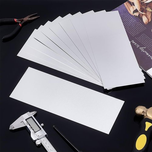 BENECREAT Aluminium Metal Sheet - Heavy Duty 9.8x4 Inch Rectangle Plate | 0.8mm Thick with Protective Film