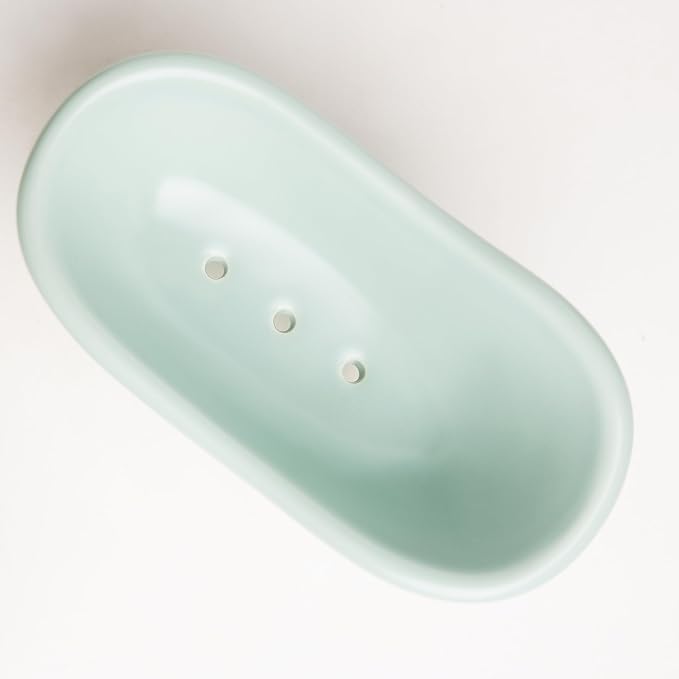 5.6" Ceramic Mini Bathtub Soap Dish Decortative Clawfoot Bathroom Soap Dish (Green)