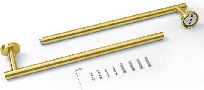 HITSLAM Gold 30 Inch Towel Bar for Bathroom, SUS304 Stainless Steel Bathroom Towel Rack Wall Mounted, Modern Home Decor Bath Towel Holder with Hardware Accessories (Total Length 31.6 Inch)