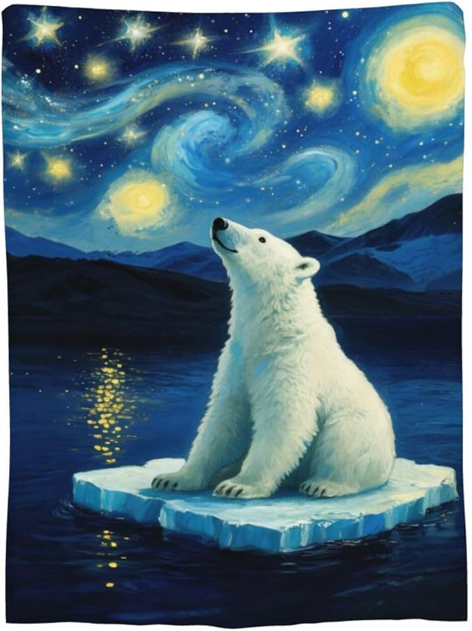 Polar Bear Blanket Cute White Bear Throw Blanket Soft Cozy Fleece Fuzzy Stuffed Plush Flannel Gifts for Girls Women Boys Kids Adults 40''x50''