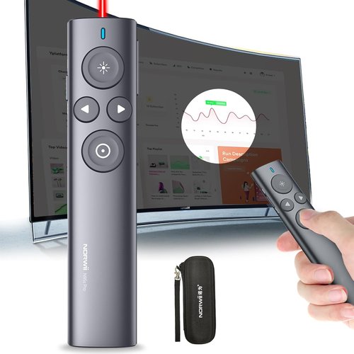 Norwii Presentation Clicker - Wireless Remote with Digital Pointer & Highlight Features | N95s Pro 32G (Red Light)