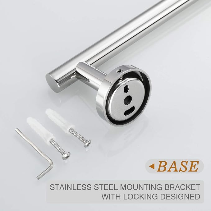 USHOWER Polished Chrome Hand Towel Bar, 9-Inch Towel Racks for Bathroom Wall-Mounted, SUS304 Stainless Steel Towel Rod (Total Length 11-Inch)