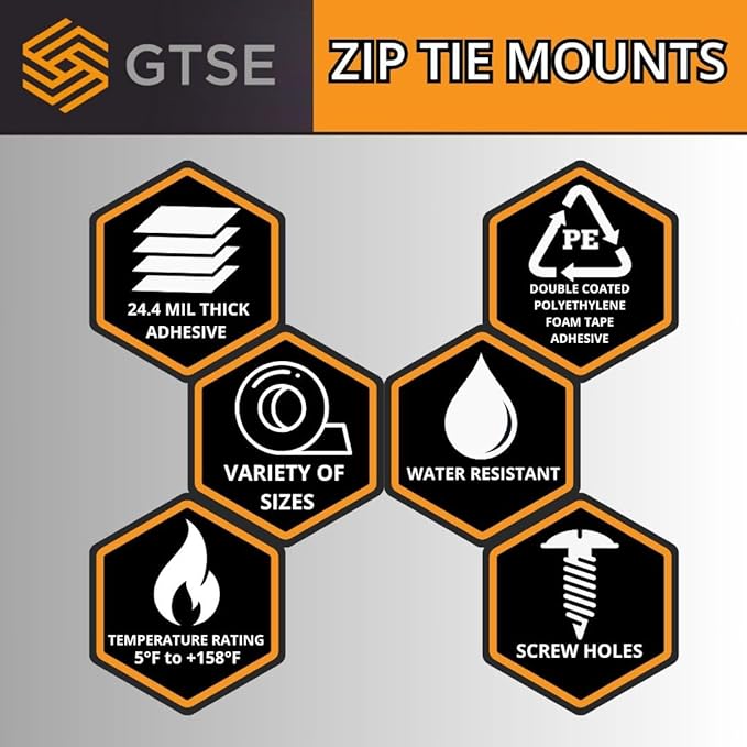 GTSE 100 Pack Of White/Clear Screw Mounts, Zip Ties Up To 0.35" Wide, Saddle Type Zip Tie Anchors