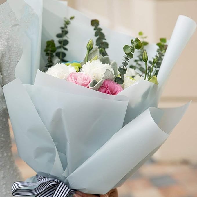 Korean Style Flower Wrapping Paper Floral Bouquet Wraps Gift Packaging Florist Supplies 20 Counts (Light peach)