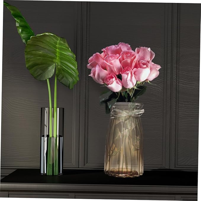 TOYANDONA Nordic Style Glass Vase Amber Hydroponic Bottle Decorative Flower Container for Desktop Home Office Festival Display with Premium Craftsmanship and Modern Minimalist Design