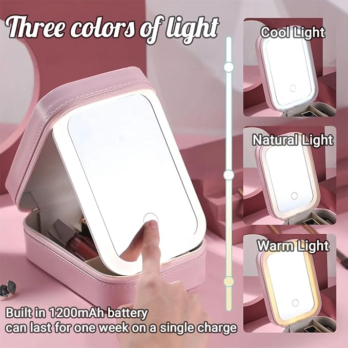 Wrappiness Girls & Women Lovely Makeup Box With LED Mirror - Personalized Jewelry Box Organizer Portable Ideal for Travel, Gift for Daughters Sisters Friends (Lovely Girl, Toddler Girls)