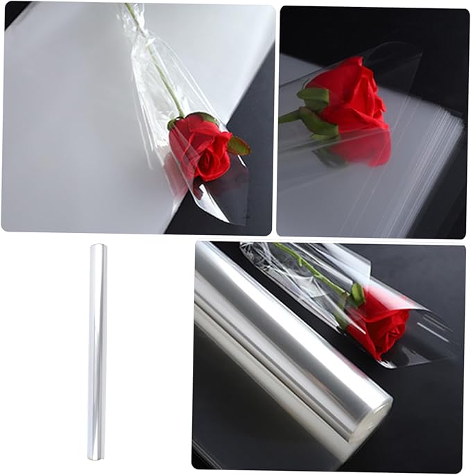DEARMAMY Transparent Cellophane Wrap Roll Clear Flower Wrapping for Bouquets and Basket Packaging Moisture-resistant Craft Supply for and Party Presentation