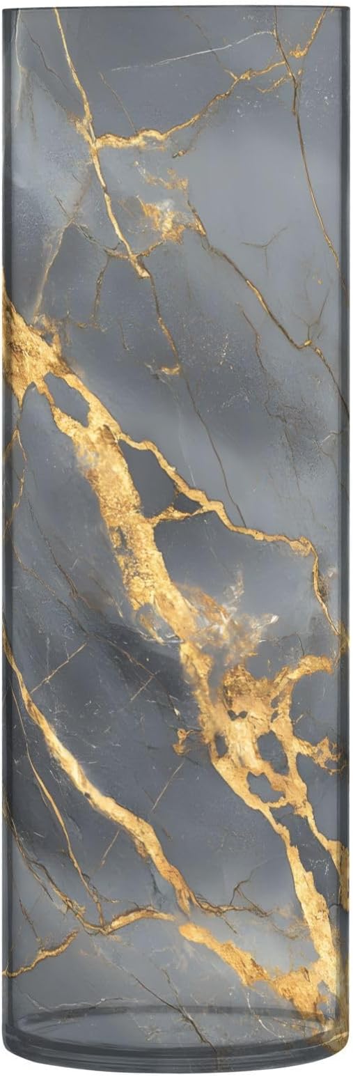 ALAZA Gold Black Marble Flower Vases for Home Decor Kitchen Bedroom Living Room Bathroom Office Table Decorations