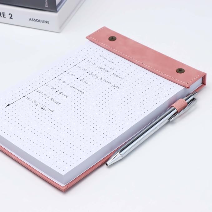 Mogoostry A5 Dot Planning Pads 5.9" x 8" Planner To Do List Memo Note Pads Screw Binding Writing Paperboard Notepad, 100 Sheets per Pack, Pink