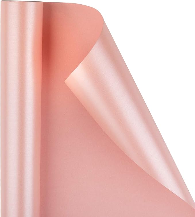 RUSPEPA Pink Matte Wrapping Paper, Jumbo Roll, Pink Solid Color Pearly Shiny Silk Gift Paper for Valentine's Day, Wedding, Birthday, Christmas, Baby Shower Girls, Anniversary, 30 inches x 32.8 feet